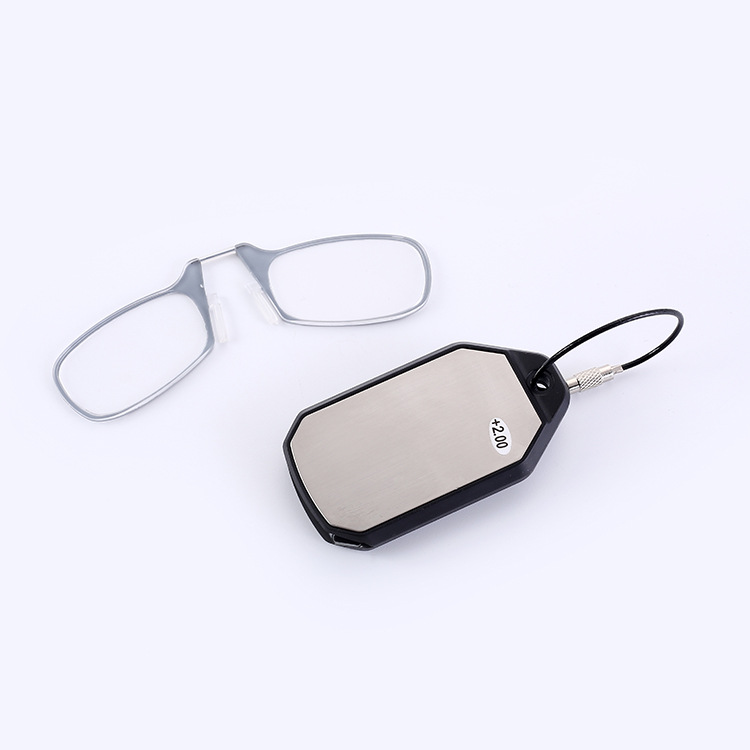 Factory Direct Supply Cross-Border Pc Clamp Nose Old Soft Silicone Thin Reading Glasses Keychain Light and Portable Reading Glasses