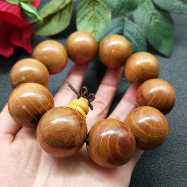 厂家批发黄金檀木手串老料柘木金丝顺纹2.0佛珠手链男女饰品热卖