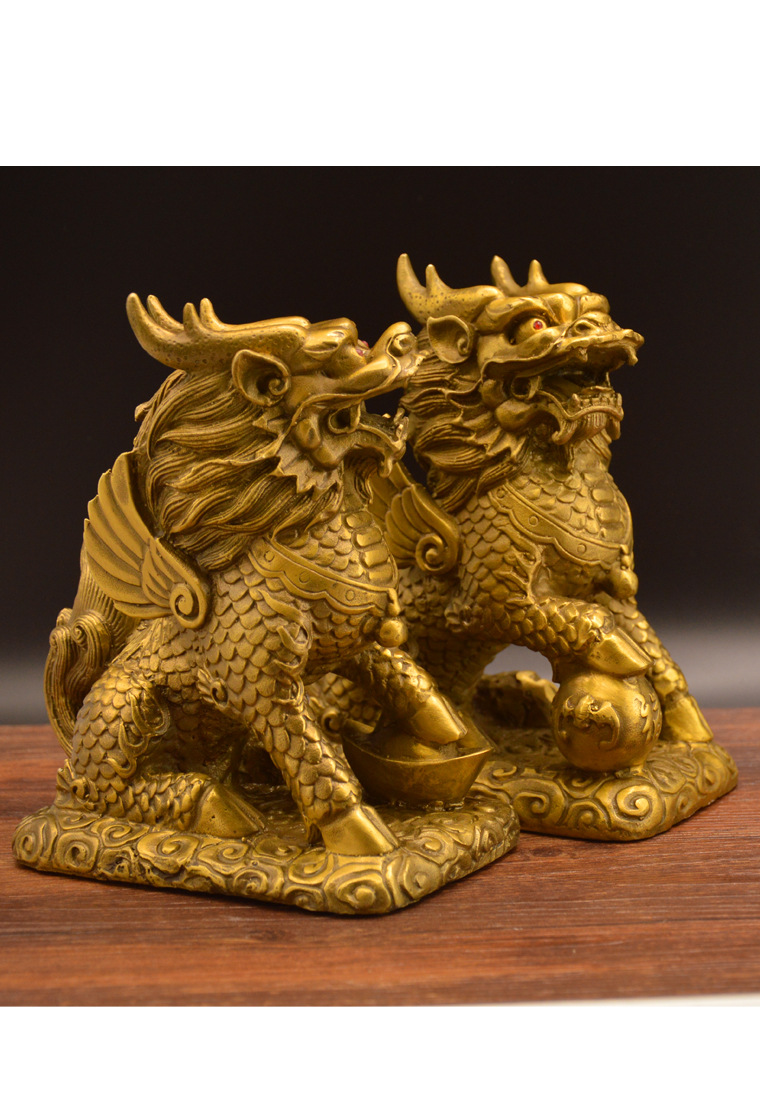 财富麒麟铜麒麟才富麒麟威武麒麟摆件吉祥家居店铺开业礼品摆件