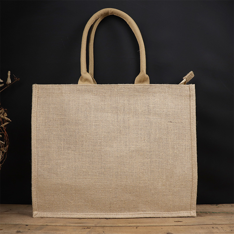 手提袋亚麻空白手绘麻布袋手拎袋一件代发黄麻袋diy粗亚麻拉链包