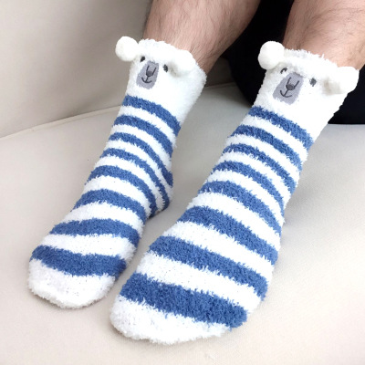 Coral Fleece Men's Socks Autumn and Winter Home Air Conditioner Floor Socks Lovers' Socks Sleep Extra Thick Thermal Socks Wholesale