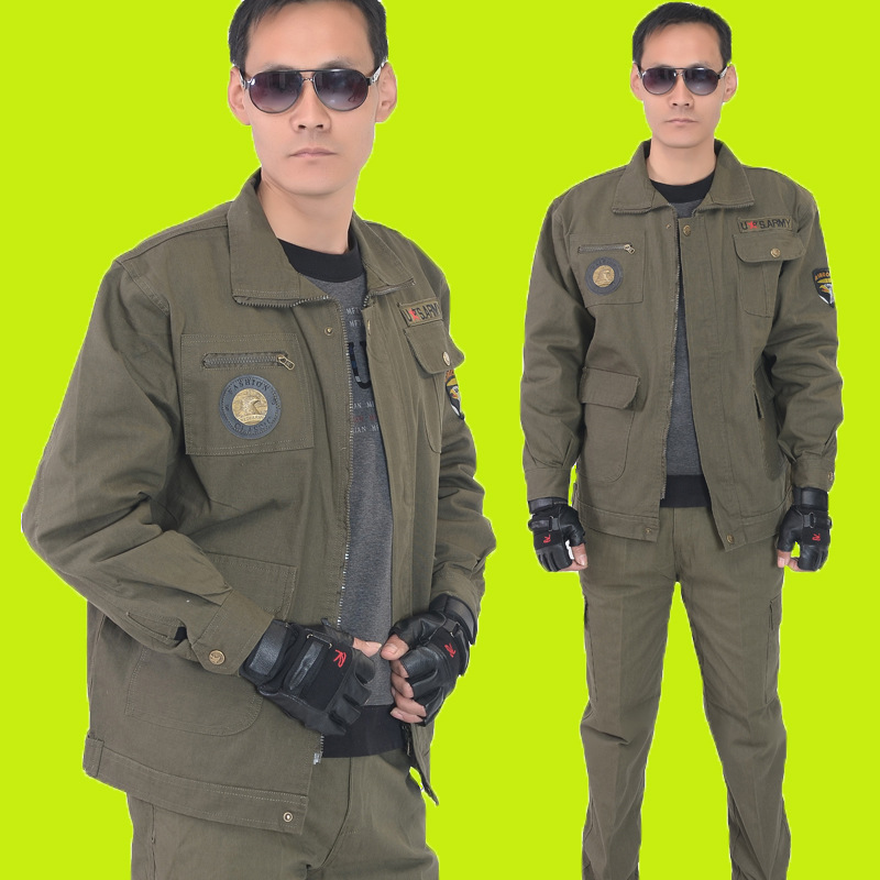 纯棉工作服套装军绿长袖劳保服电焊工作服男女结实耐磨防烫