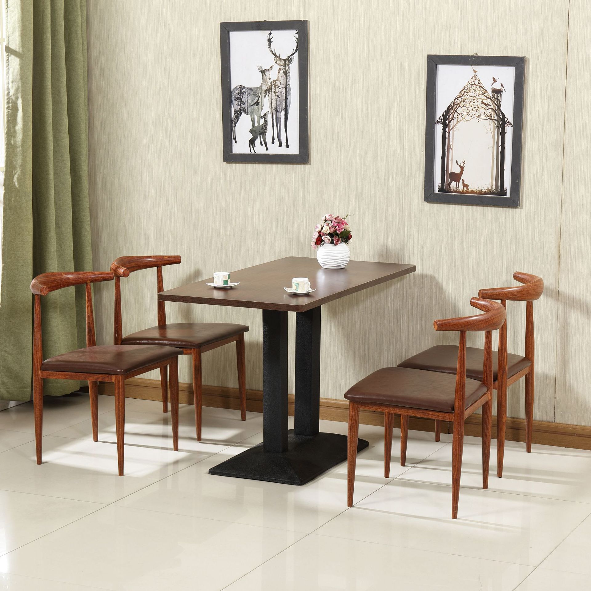 快餐桌椅组合简约经济型4人奶茶汉堡面馆肯德基西餐厅小饭店桌椅