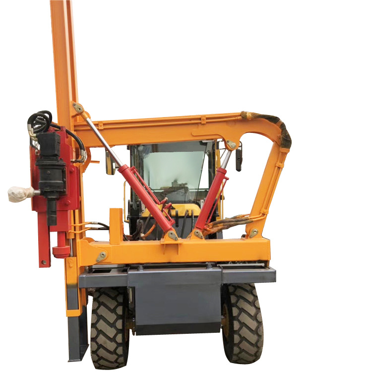 小型公路护栏打桩机建筑地基工程打桩设备装载机改装履带底盘