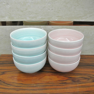 情侣陶瓷餐具4.5寸直口饭碗加厚防烫高脚吃饭碗面条汤碗甜品沙拉