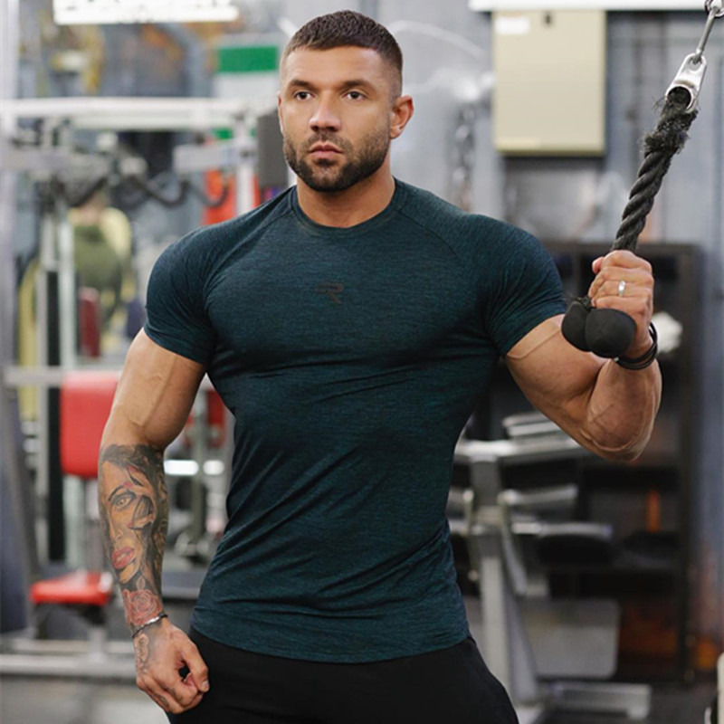 肌肉美学兄弟男士健身圆领短袖阳离子t恤跑步运动速干短袖运动衣