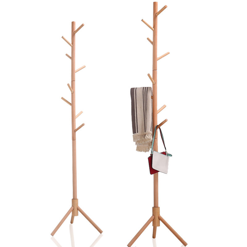 实木衣架落地衣帽架创意家具 榉木衣服架子木质挂衣架卧室晾衣架