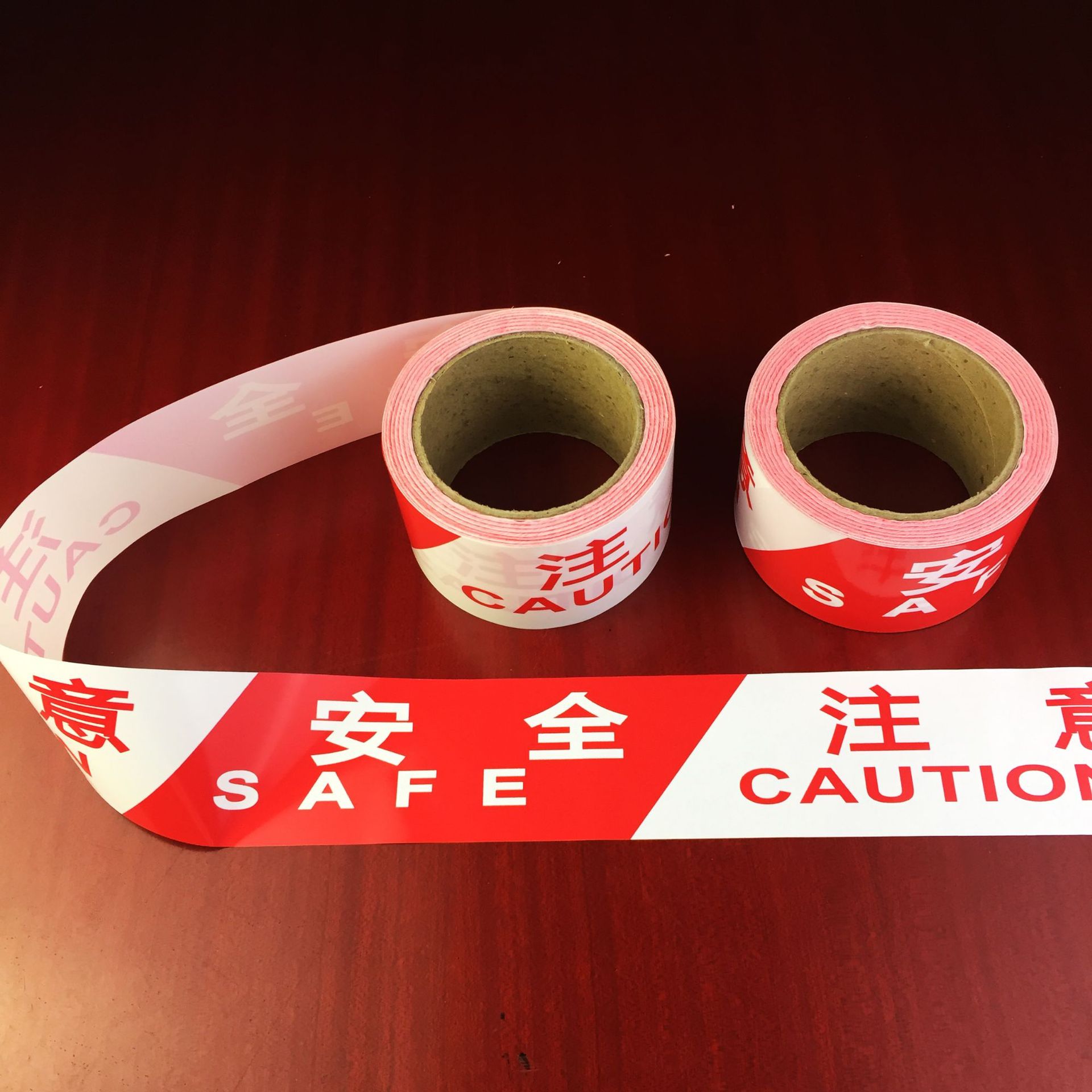 【厂家直销】新料6-1奶白opp红白100m 注意安全警示带 警示标志