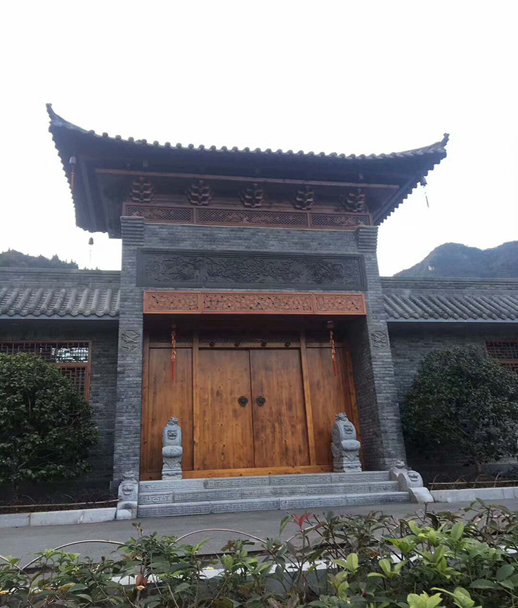 铜门大门牌坊门头松木榆木花梨木大门定制防盗门木门