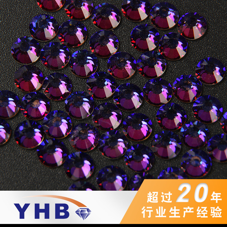 Factory Wholesale Bottoming Drill round Blue Light Clothing Nail Beauty Ornament Rhinestone 8mm Jewelry Decoration without Rubber Bottom Glass