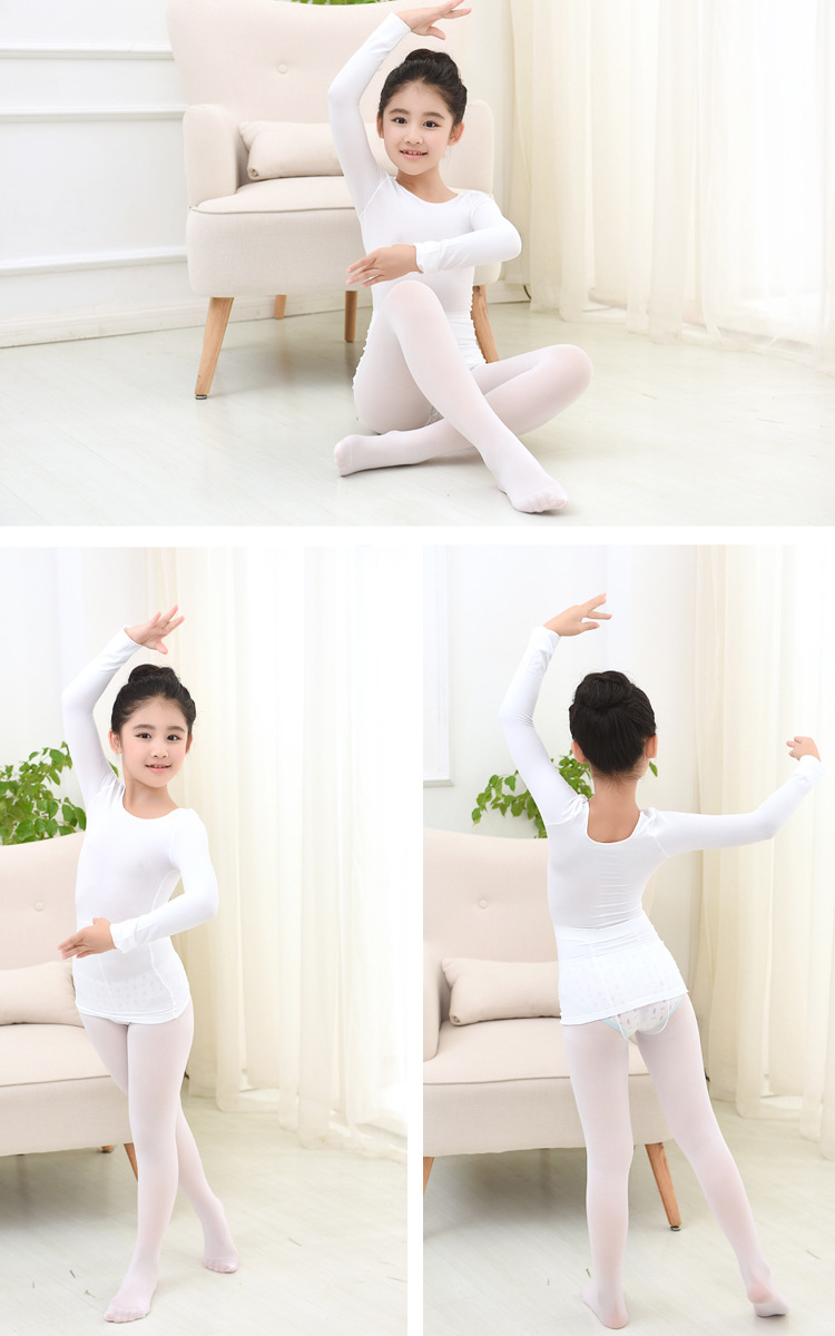 春秋冬儿童舞蹈服白色打底衫紧身衣女童肤色隐形内衣加绒保暖内衣