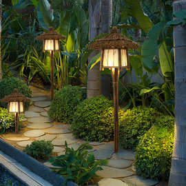 花园别墅户外灯防水中式草坪灯庭院景观灯田园风格竹灯公园民宿