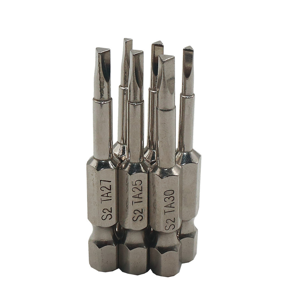 s2钢电镀带磁套装三角形风批头1/4气动螺丝刀 6pcs三角型起子批咀