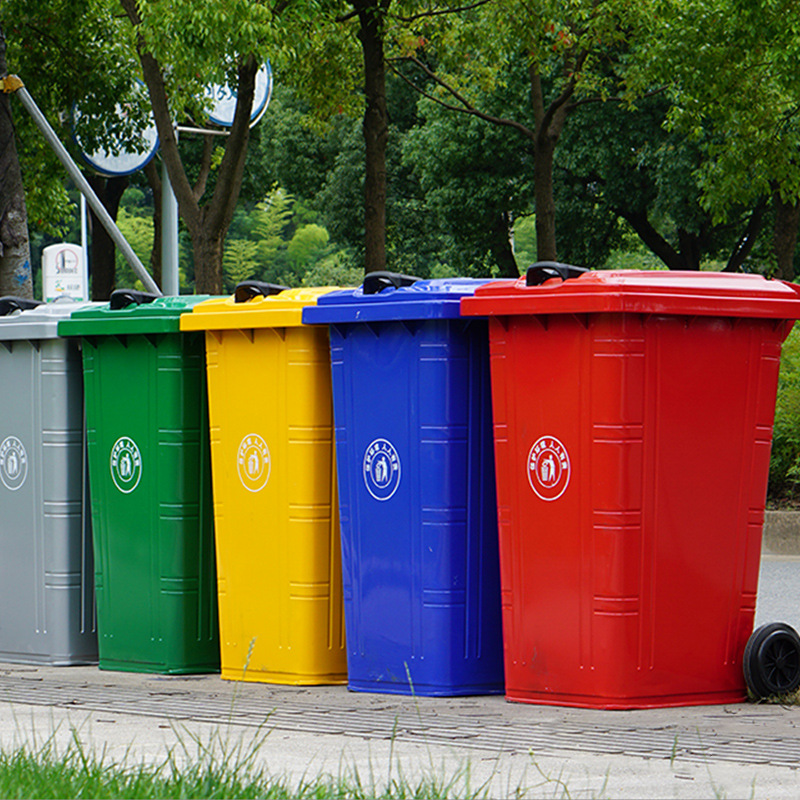 舸楠铁质240l升户外垃圾桶环卫带轮挂车桶方形钢板特大号厂家批发