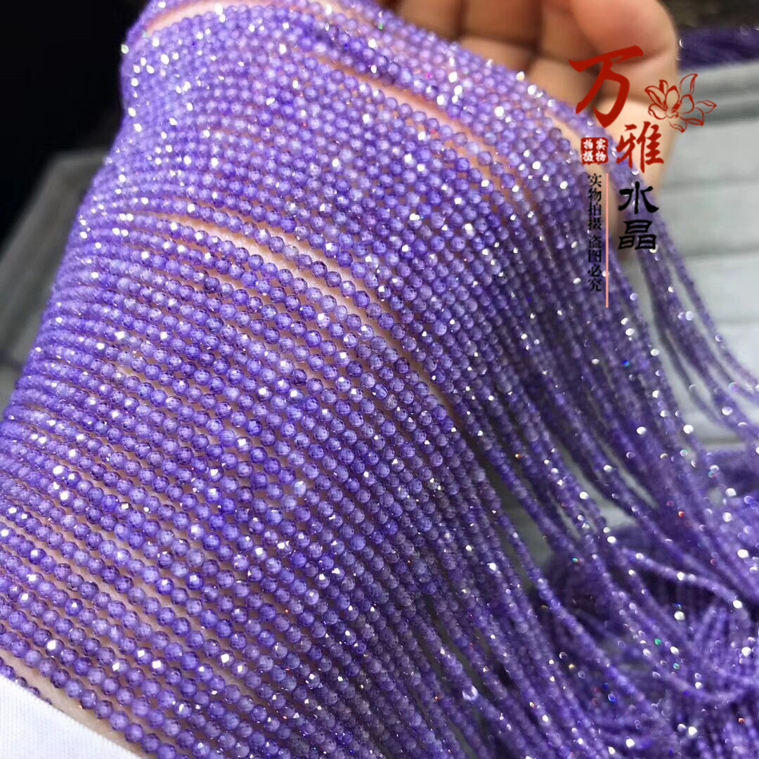 万雅水晶 紫色锆石硬抛切面刻面足球面散珠 diy饰品配件厂家批发