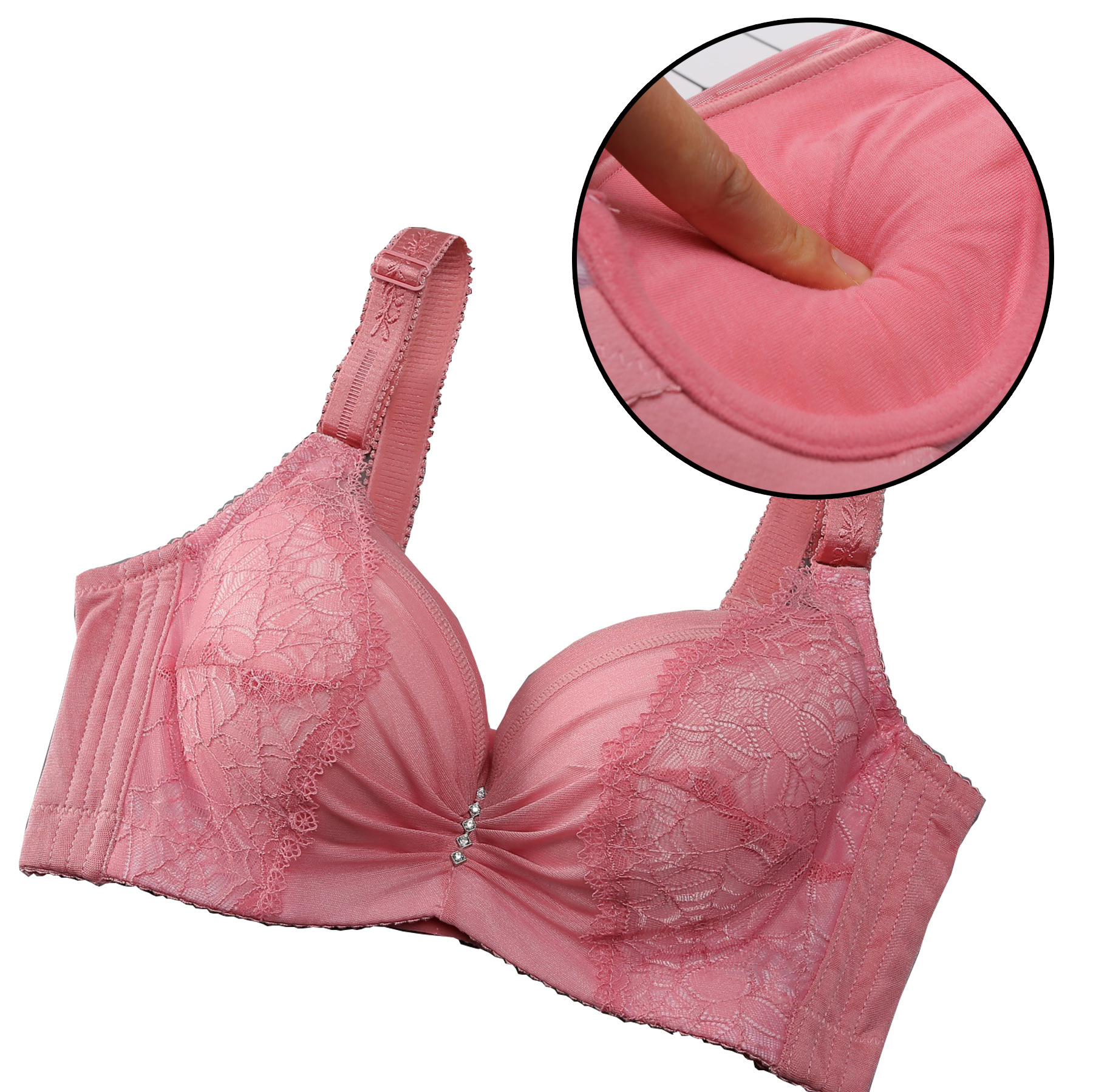 加厚小胸聚拢杯有钢圈加厚6cm超厚内衣女上托胸罩杯特厚平胸文胸