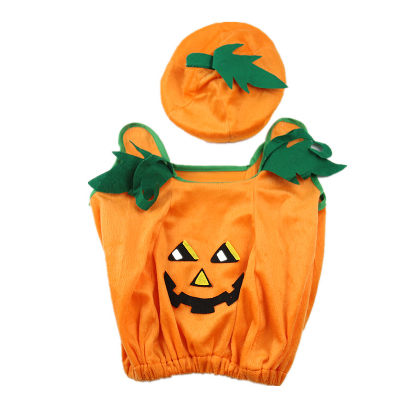 New Halloween Children's Costume Makeup Performance Costume and Accessories Performance Costume Small Pumpkin Hat Pumpkin Suit 2-Piece Set