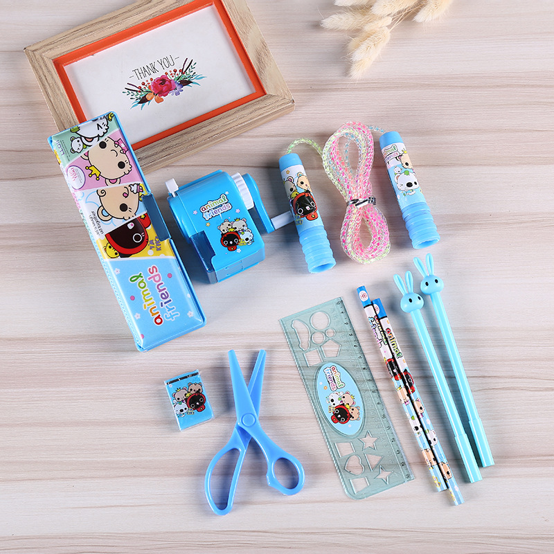 新款创意卡通文具八件套套装礼盒儿童文具跳绳定制批发一件代发