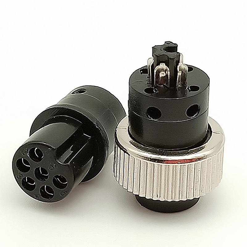 厂家供应m12航空插头注塑胶芯 6芯航空头连接器插头 6p母头焊线式