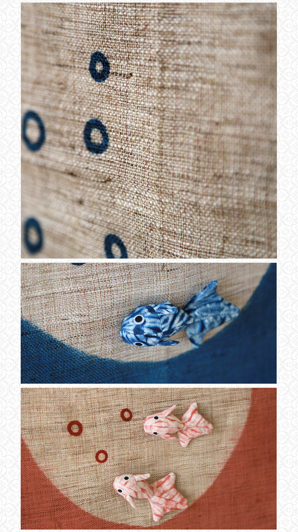 【布茗堂】布艺金鱼壁挂(蓝) 麻壁挂布艺麻壁挂手工壁挂