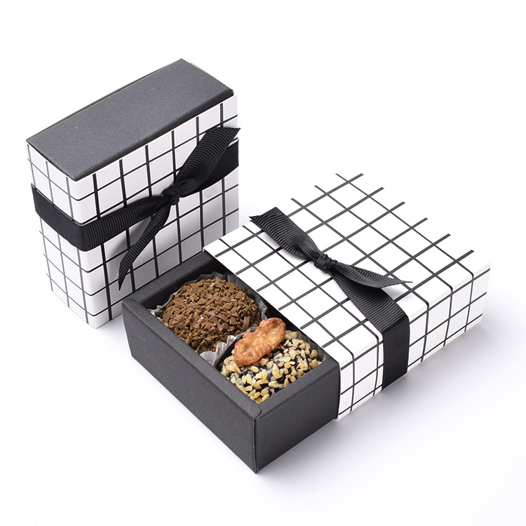 北欧ins风巧克力盒现货黑白格子折叠纸盒冰皮月饼包装盒礼盒定做