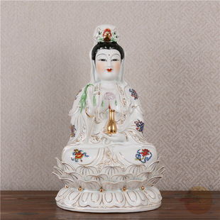 高档陶瓷工艺品 陶瓷高白八宝观音佛像 观音佛教用品摆件 tc-g02