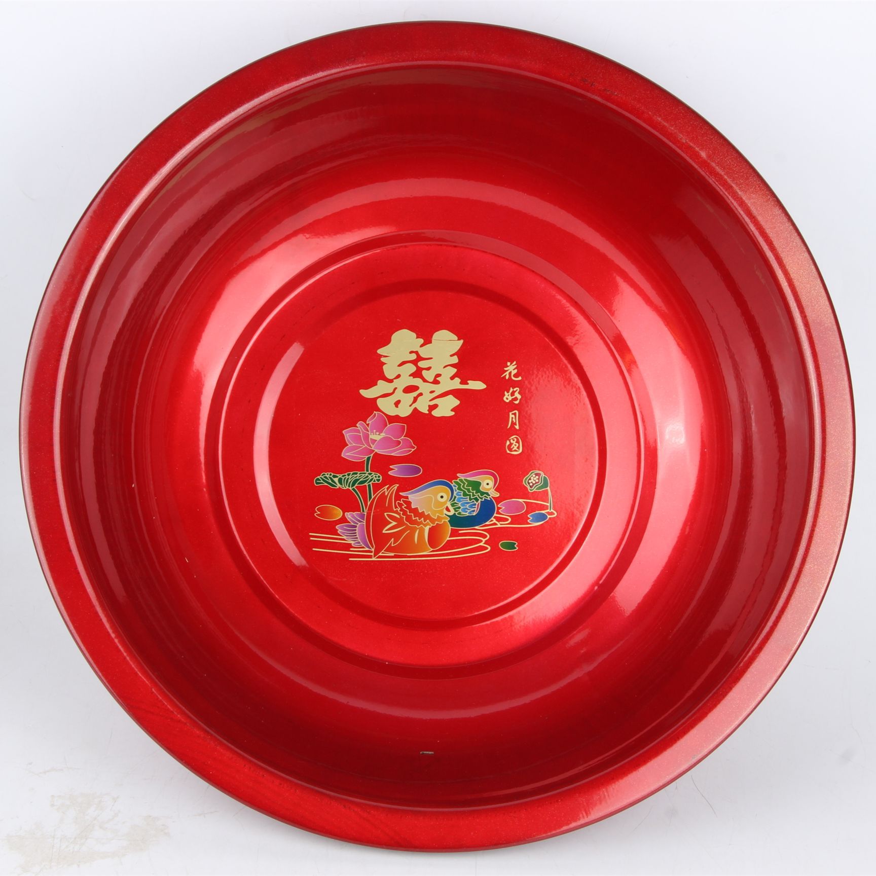 40cm红色喜盆 鸳鸯红盆红喷塑盆 喜庆用品批发 十元店货源礼品