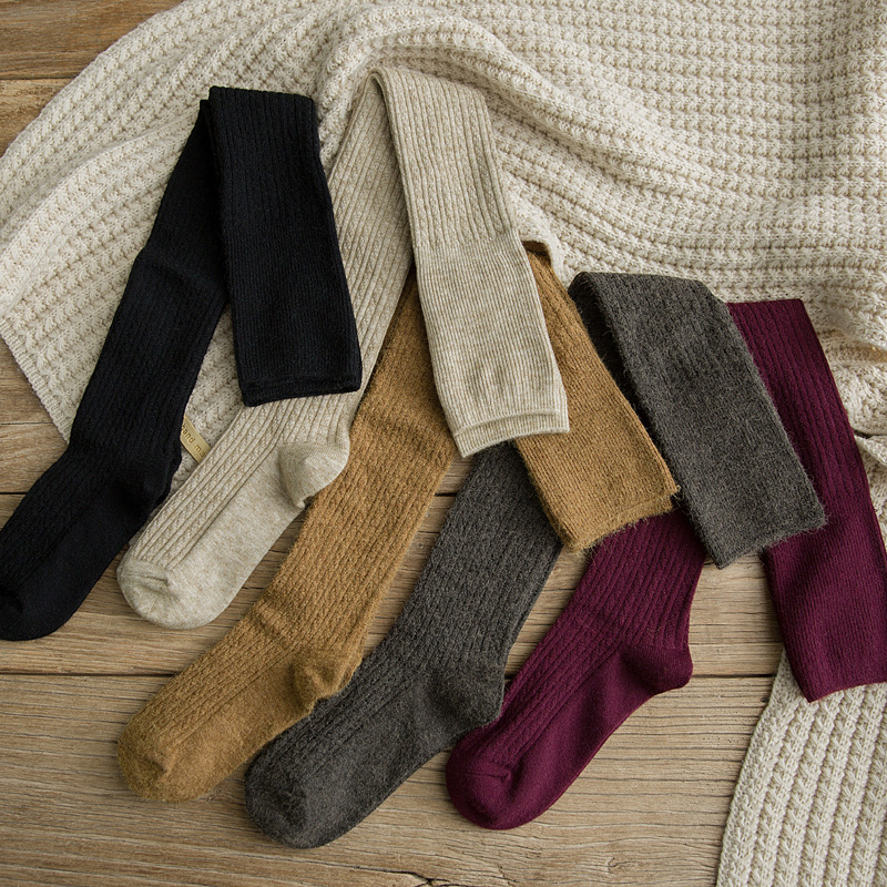 stockings female high socks thick korean autumn and winter leg socks slim cashmere wool over-the-knee socks women‘s stockings