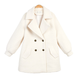 毛呢外套女中长款秋冬2018新款韩版白色甜美毛绒绒呢子大衣