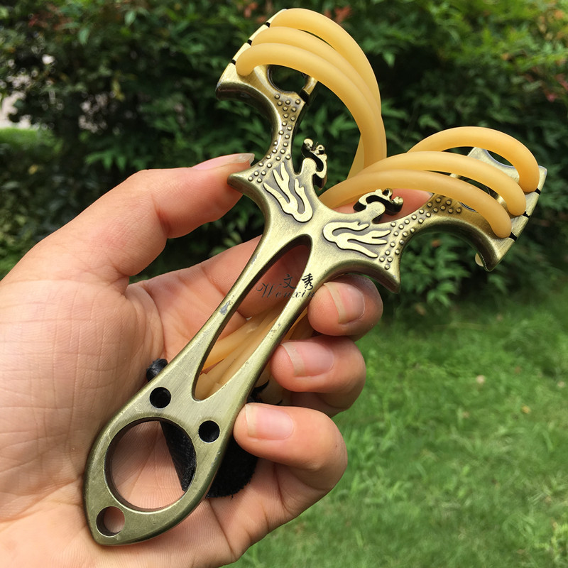 青铜色孔雀弹弓怀旧个性工艺收藏弹弓竞技娱乐户外射击休闲类弹弓