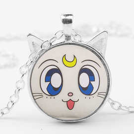 热销动漫饰品美少女亚提密斯猫脸时光宝石吊坠项链diy猫耳朵项饰