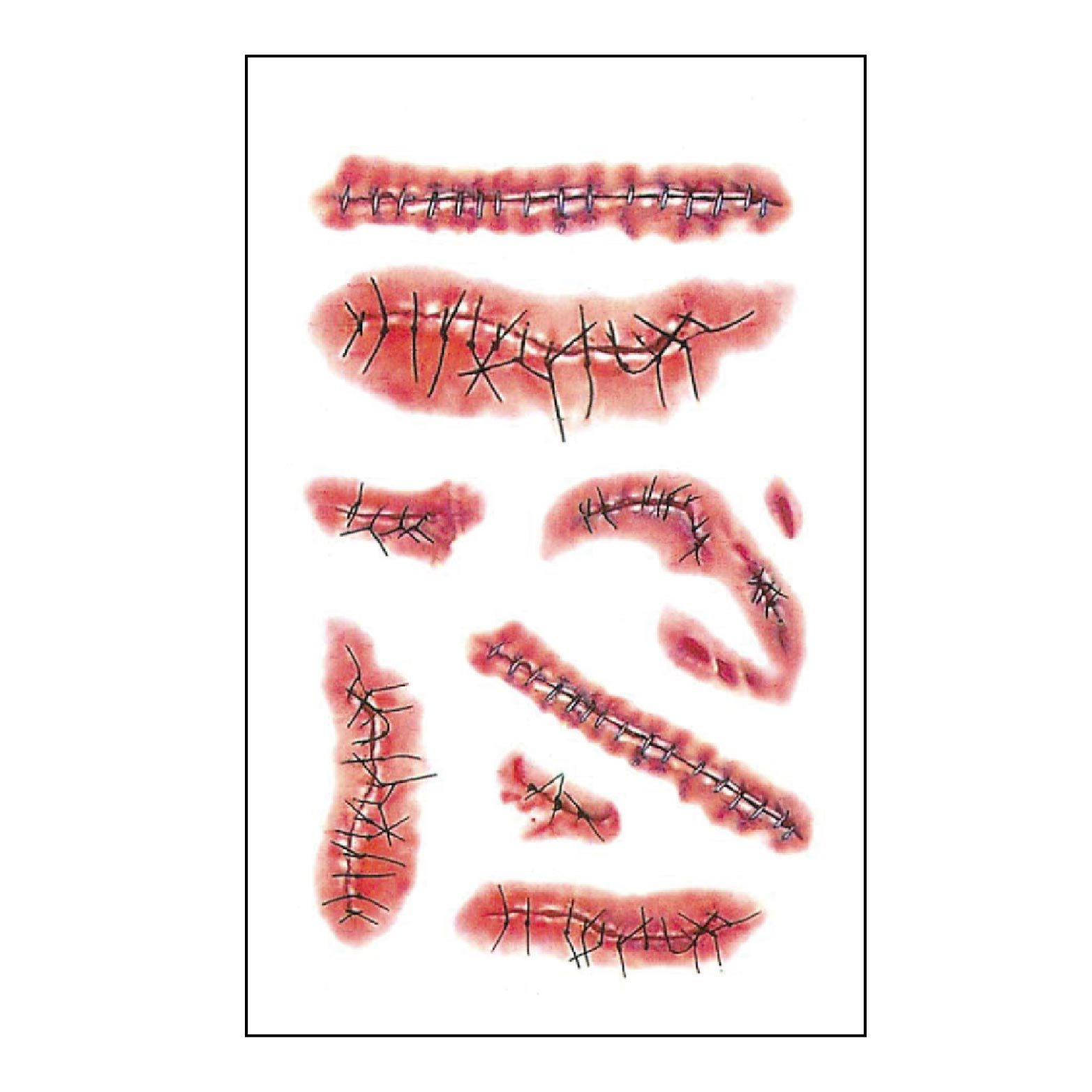 伤疤系纹身贴恐怖鬼节角色扮演道具万圣节疤痕刀伤逼真纹身贴纸