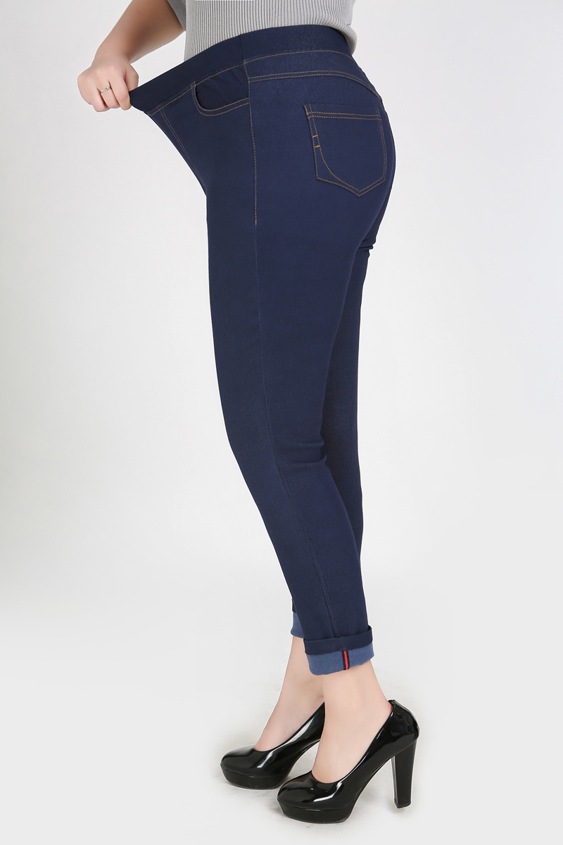 特大码女裤300斤胖mm秋装2019新款加肥加大高腰弹力牛仔裤长裤女