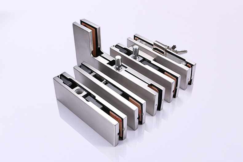 扣式不锈钢玻璃门夹无框玻璃门上下夹铝芯地弹簧门顶夹曲夹地锁夹