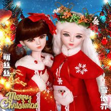 可爱洋娃娃两生花女孩圣诞新年红色衣服叶罗美丽仙子精灵梦服装
