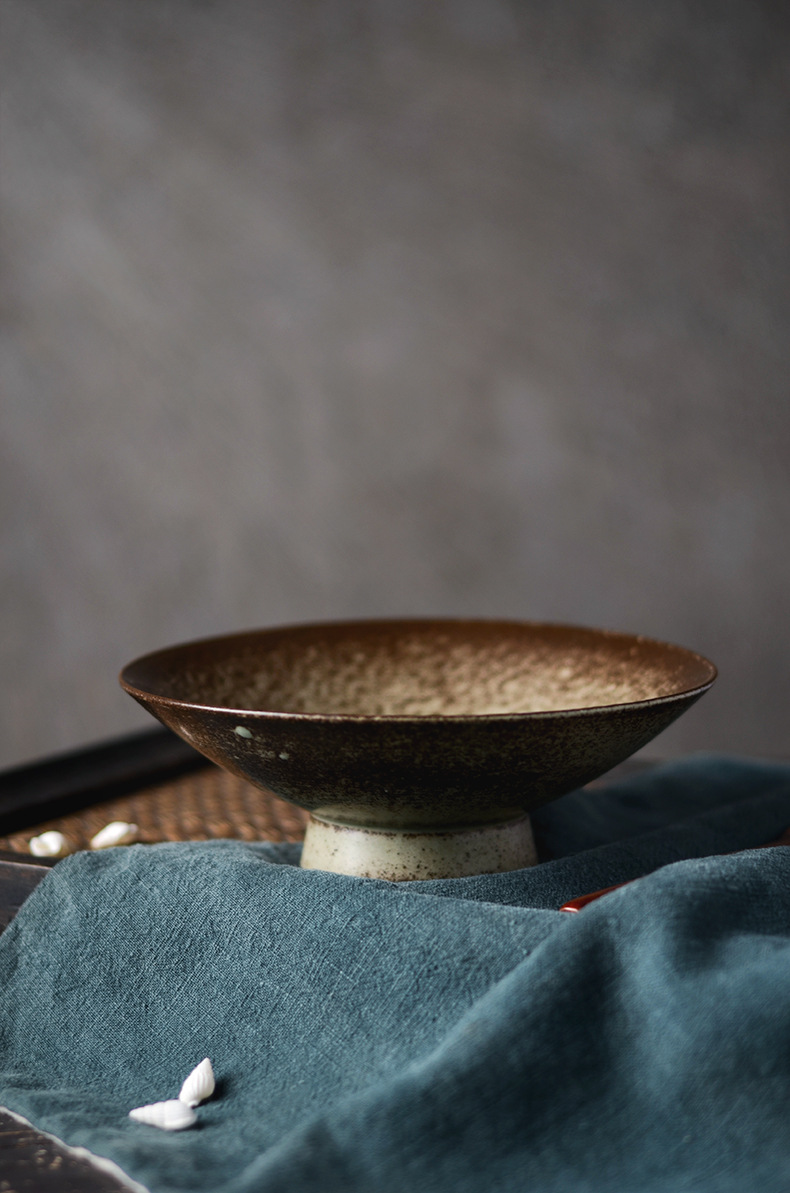 青物复古手工粗陶日式大斗笠碗6寸饭碗汤碗面碗简约定制家用餐具