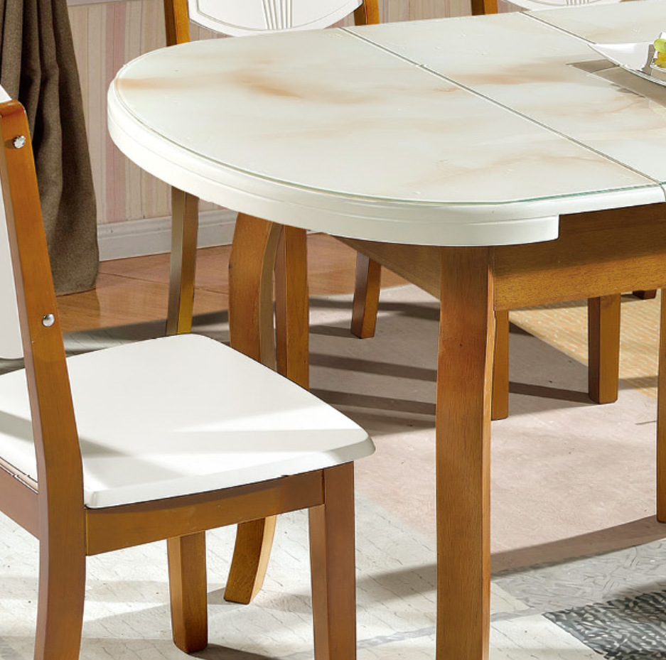 北欧多功能折叠玻璃实木推拉桌餐桌 小户型家用家具餐桌椅批发