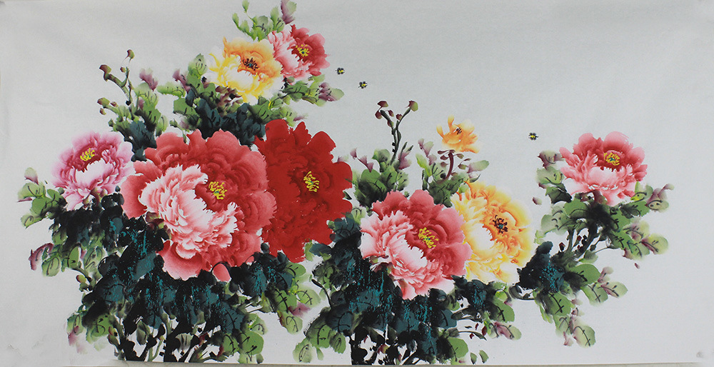 纯手绘写意花开富贵牡丹国画现代装饰画批发客厅挂画画芯