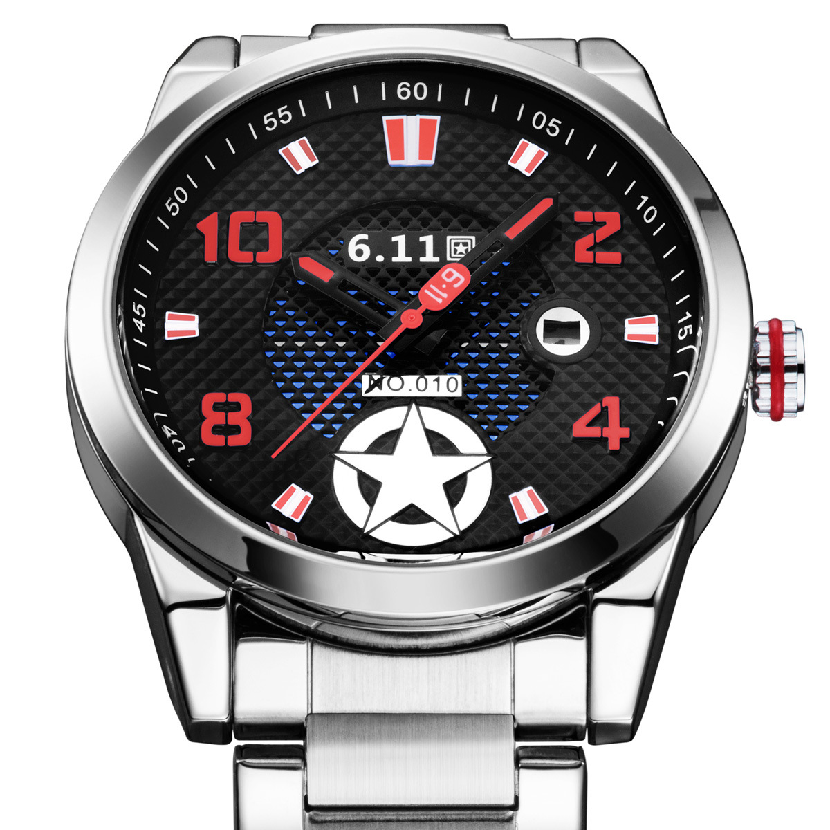 11品牌源头工厂光动能手表石英表光能表钢带防水带日历光动能表