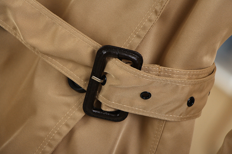 osl18年春款 通勤时尚 双排扣 可拆卸袖袢 腰带 长款风衣外套20