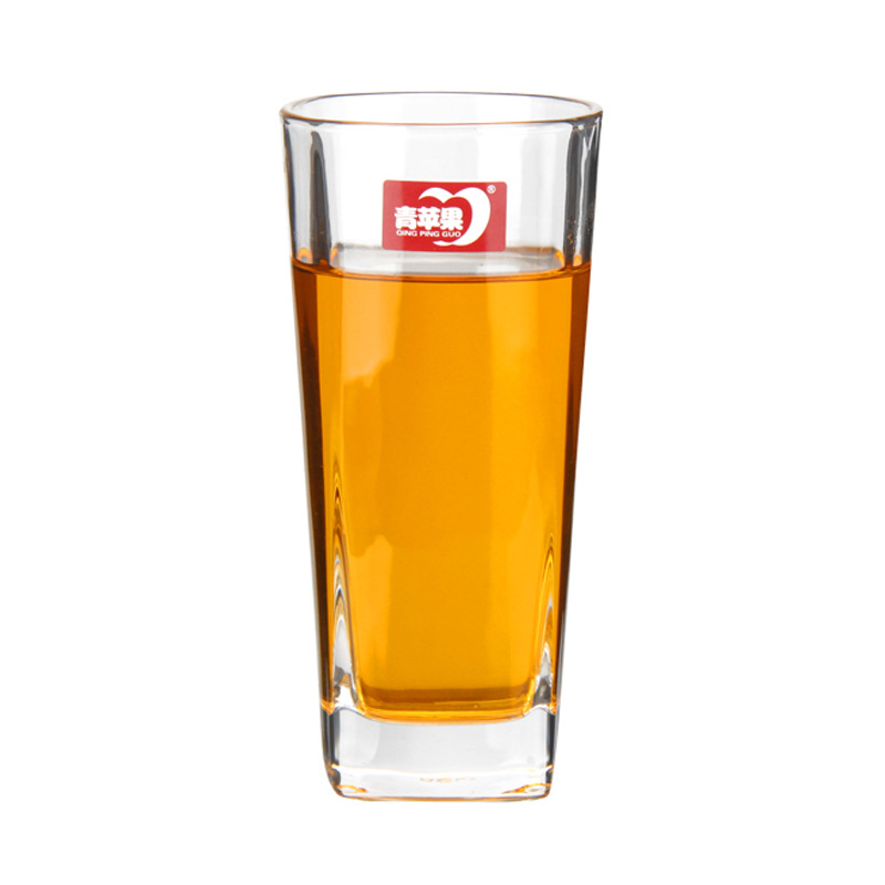 青苹果加厚玻璃杯玻璃水杯果汁杯啤酒杯高四方杯机压杯系列y5402