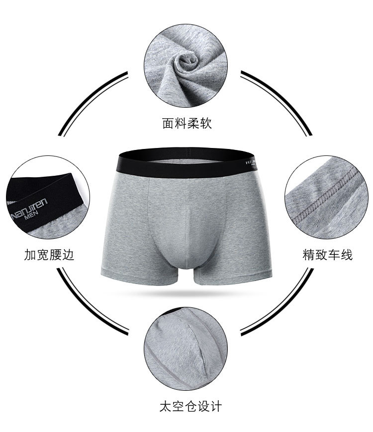 Nanjiren Underpants Men's Boxer Pure Cotton Youth Solid Color Underwear Fat Guy Size Boxed Manufacturer One Piece Dropshipping