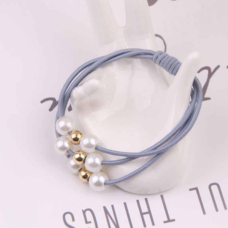 Korean Style Three-in-One Pearl Knotted Hair Ring High Elastic Handmade Knotted Hair Ring Hair Rubber Band Hair Rope Wholesale