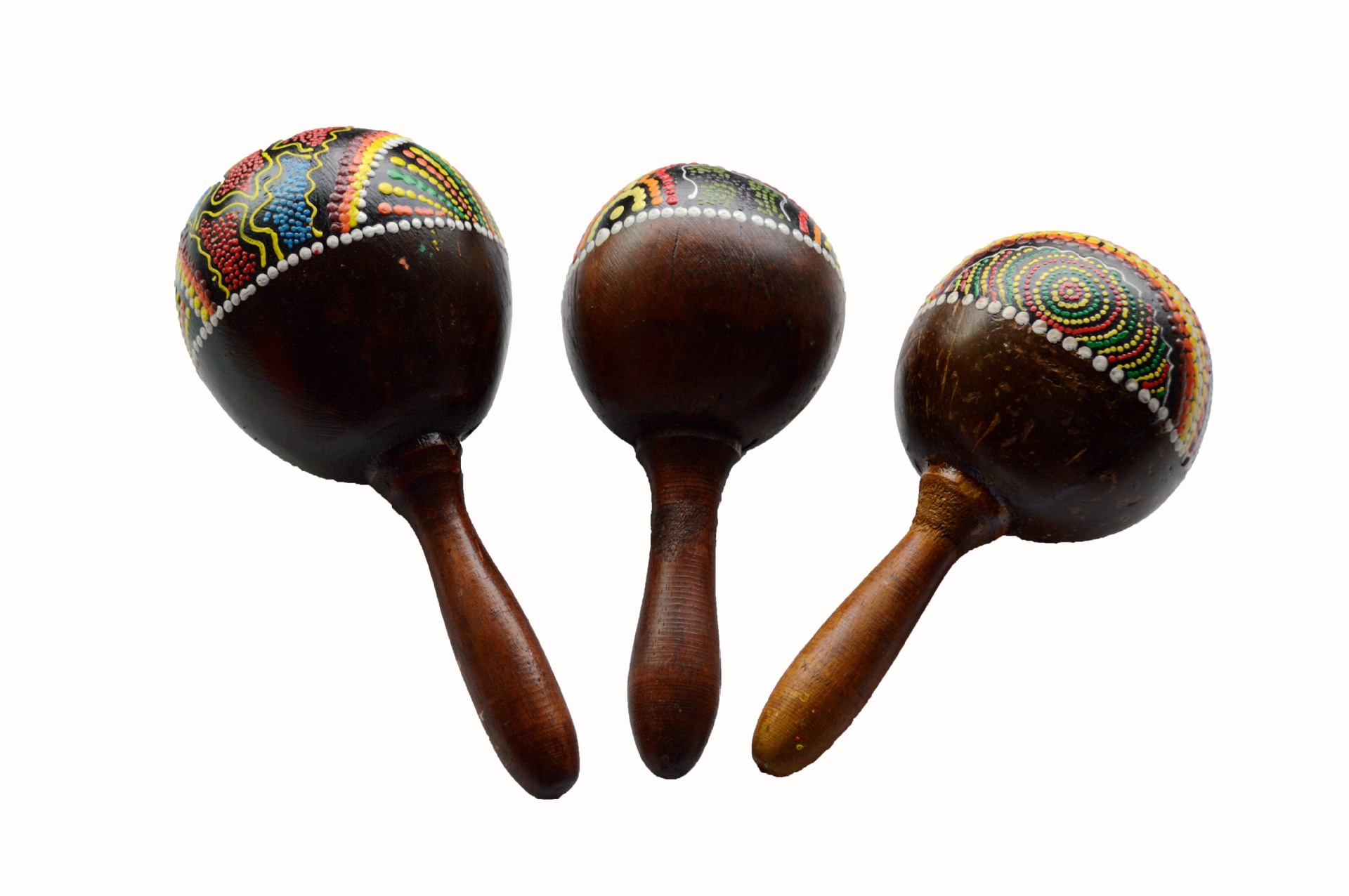 打击乐器沙锤 印尼进口 彩绘工艺椰壳手工点彩彩绘沙锤乐器