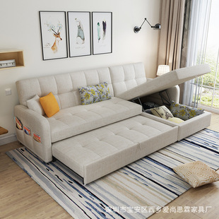 抖音沙发床折叠多功能推拉小户型客厅双三人转角布艺沙发组合储物