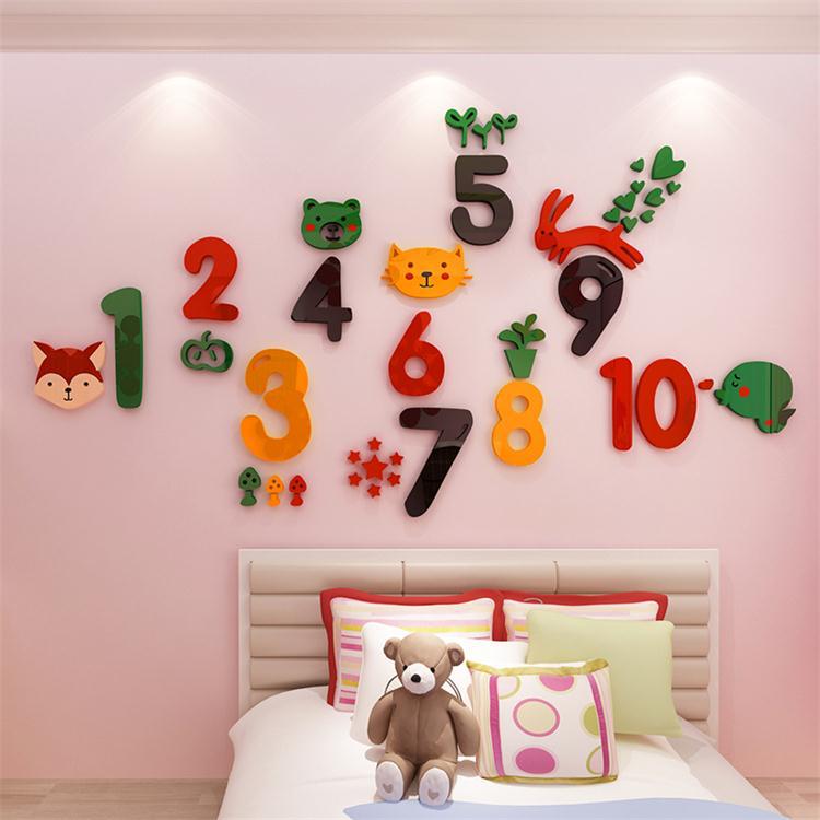 创意卡通数字墙贴3d立体早教中心布置墙贴 幼儿园装饰数字墙贴画