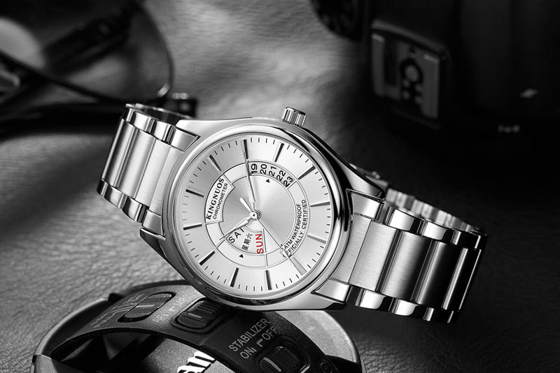 正品kingnuos时尚双日历皮带防水非机械手表 高档男士石英手表