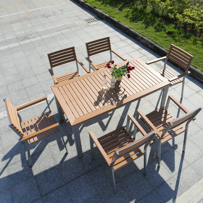 户外桌椅塑木桌椅阳台防腐塑木休闲家具咖啡厅餐桌椅组合厂家直销