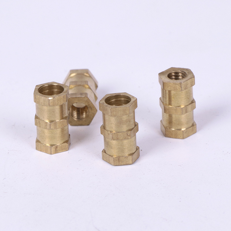 注塑滚花m5预埋六角铜螺母 注塑铜螺母 通孔螺母六角 铜嵌件