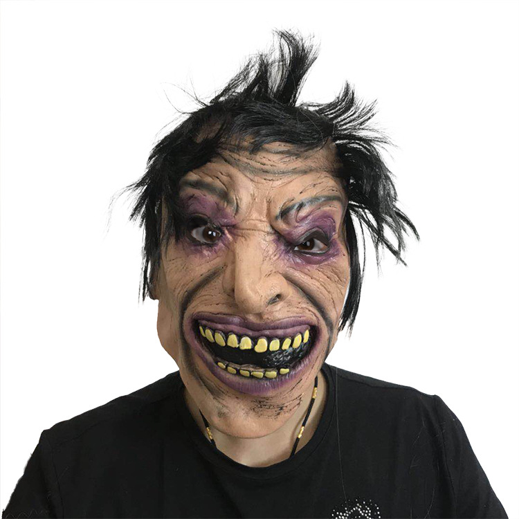 万圣节黑发黄牙鬼脸搞恐怖整人假面舞会演出表演装扮道具